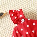 Baby Girl Allover Polka Dots Bow Front Ruffled Romper Shorts Red image 4