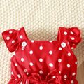 Baby Girl Allover Polka Dots Bow Front Ruffled Romper Shorts Red image 5
