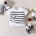 2pcs Baby Boy 95% Cotton Bear & Stripe Print Short-sleeve Tee and Letter Print Shorts Set White image 3