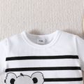 2pcs Baby Boy 95% Cotton Bear & Stripe Print Short-sleeve Tee and Letter Print Shorts Set White image 5