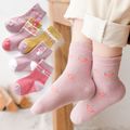 Baby / Toddler / Kid 5-pack Cartoon Print Socks for Boys and Girls Pink