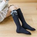 Toddler / Kid Houndstooth Bow Decor Pure Color Stockings Black image 2