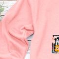 Round collar Animal Litooffset print long sleeve normal Pullover Pink