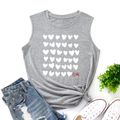 casual Heart-shaped Letter Print Round collar Tank Tops Light Grey image 1