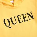 2-piece Toddler Girl Letter Print Yellow Hoodie Sweatshirt and Colorblock Elasticized Pants Casual Set Yellow image 4