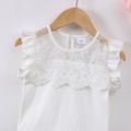 2pcs Toddler Girl Floral Lace Design Sleeveless White Tee and Floral Print Ruffled Skirt Set Black/White