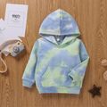 Baby / Toddler Tie-dye Colorful Long-sleeve Hooded Pullover Light Green