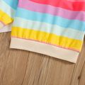 Toddler Girl Rainbow Stripe Ruffled Bowknot Design Sweatshirt Multi-color