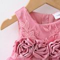 Solid 3D Floral Appliques Mesh Splicing Sleeveless Baby Party Dress Light Purple image 4
