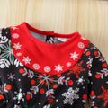 Toddler Girl Christmas Floral/Cartton Print Back Bottom Design Layered Flared Bottom Jumpsuit Black