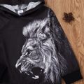 Trendy Kid Boy Tiger/Lion Animal Print Hooded Sweatshirt Black image 4