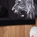 Trendy Kid Boy Tiger/Lion Animal Print Hooded Sweatshirt Black image 5
