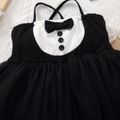 2-piece Baby Girl Bowknot Design Mesh Strap Party Dress and Headband Set Black
