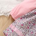 2-piece Baby Girl Faux-two Doll Collar Floral Print Long-sleeve Dress and Headband Set Pink