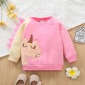 Toddler Girl Unicorn Pattern Button Spike Design Design Pink Sweatshirt Pink