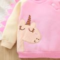 Toddler Girl Unicorn Pattern Button Spike Design Design Pink Sweatshirt Pink