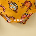 Baby Boy All Over Cartoon Dinosaur Print Short-sleeve Romper Orange