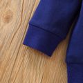2pcs Baby Boy Keyboard Print Blue Long-sleeve Pullover Sweatshirt and Letter Print Pants Set Dark Blue