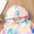 Baby Girl All Over Colorful Graffiti Print Hooded Long-sleeve Zip Jacket Multi-color