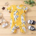 Baby Boy All Over Tiger Print Yellow Short-sleeve Romper Yellow