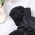 Baby Girl Black Floral Textured Puff-sleeve Bowknot Party Dress Black