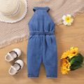 100% Cotton Baby Girl Button Front Denim Overalls Blue