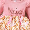 Toddler Girl Floral Print Splice Ruffled Long-sleeve Dress Pink