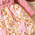 Toddler Girl Floral Print Splice Ruffled Long-sleeve Dress Pink image 5