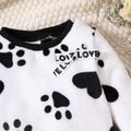 2pcs Toddler Girl Heart Pattern Bowknot Design Fleece Sweatshirt and PU Skirt Set Black/White image 2