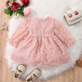 Baby Girl Bow Front Pink Lace Long-sleeve Party Dress Pink