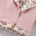 Baby Girl Leopard Print Thermal Lined Spliced Suede Lapel Collar Long-sleeve Zipper Jacket Pink image 4
