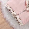 Baby Girl Leopard Print Thermal Lined Spliced Suede Lapel Collar Long-sleeve Zipper Jacket Pink image 5