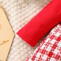 عيد الميلاد طفل رضيع القوس الأحمر الجبهة تويد تقسم فستان طويل الأكمام أحمر image 5