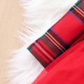 Baby Girl Red Plaid Long-sleeve Spliced Bow Front Mesh Party Dress Red image 5