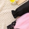 Baby Girl Long-sleeve Bowknot Lace Mesh Party Dress Black/Pink image 5