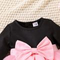 Baby Girl Long-sleeve Bowknot Lace Mesh Party Dress Black/Pink