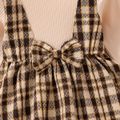 Toddler Girl Sweet Faux-two Plaid Splice Long-sleeve Dress Apricot brown image 4