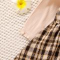 Toddler Girl Sweet Faux-two Plaid Splice Long-sleeve Dress Apricot brown image 5