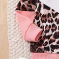 2pcs Toddler Girl Trendy Leopard Print Colorblock Sweatshirt and Pants Set Color block image 4