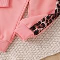 2pcs Toddler Girl Trendy Leopard Print Colorblock Sweatshirt and Pants Set Color block image 5