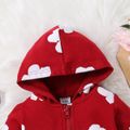 Baby Girl Allover Floral Print Long-sleeve Hooded Zipper Jacket Burgundy image 3