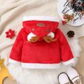 Christmas Baby Boy/Girl Red Thermal Fleece Long-sleeve 3D Antler Hooded Jacket Red image 2