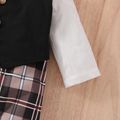Baby Boy Plaid Bow Tie Waistcoat Faux-two Long-sleeve Jumpsuit Party Outfit Black image 5