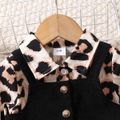 2pcs Baby Girl Leopard Print Long-sleeve Button Dress & Vest Set Black image 4