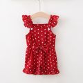 Polka Dots Print Ruffle and Bow Decor Baby Overalls Red image 1