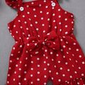 Polka Dots Print Ruffle and Bow Decor Baby Overalls Red image 3