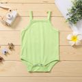 Multi Color Solid Sleeveless Strappy Baby Romper Pale Green