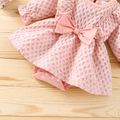 Pink Jacquard Ruffle Bowknot Long-sleeve Princess Baby Romper Dress Pink