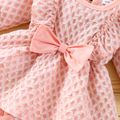 Pink Jacquard Ruffle Bowknot Long-sleeve Princess Baby Romper Dress Pink