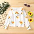 Kid Girl Sunflower/Stars Print Hoodie Sweatshirt White